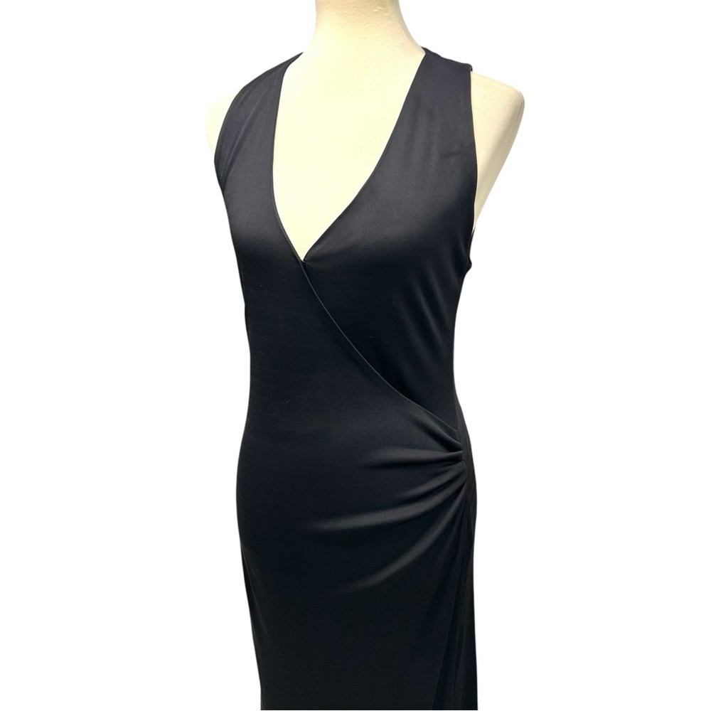 Ralph Lauren Collection Purple Label Black Silk Blend Faux Wrap Gown Dress Sz 8 - Picture 2 of 13
